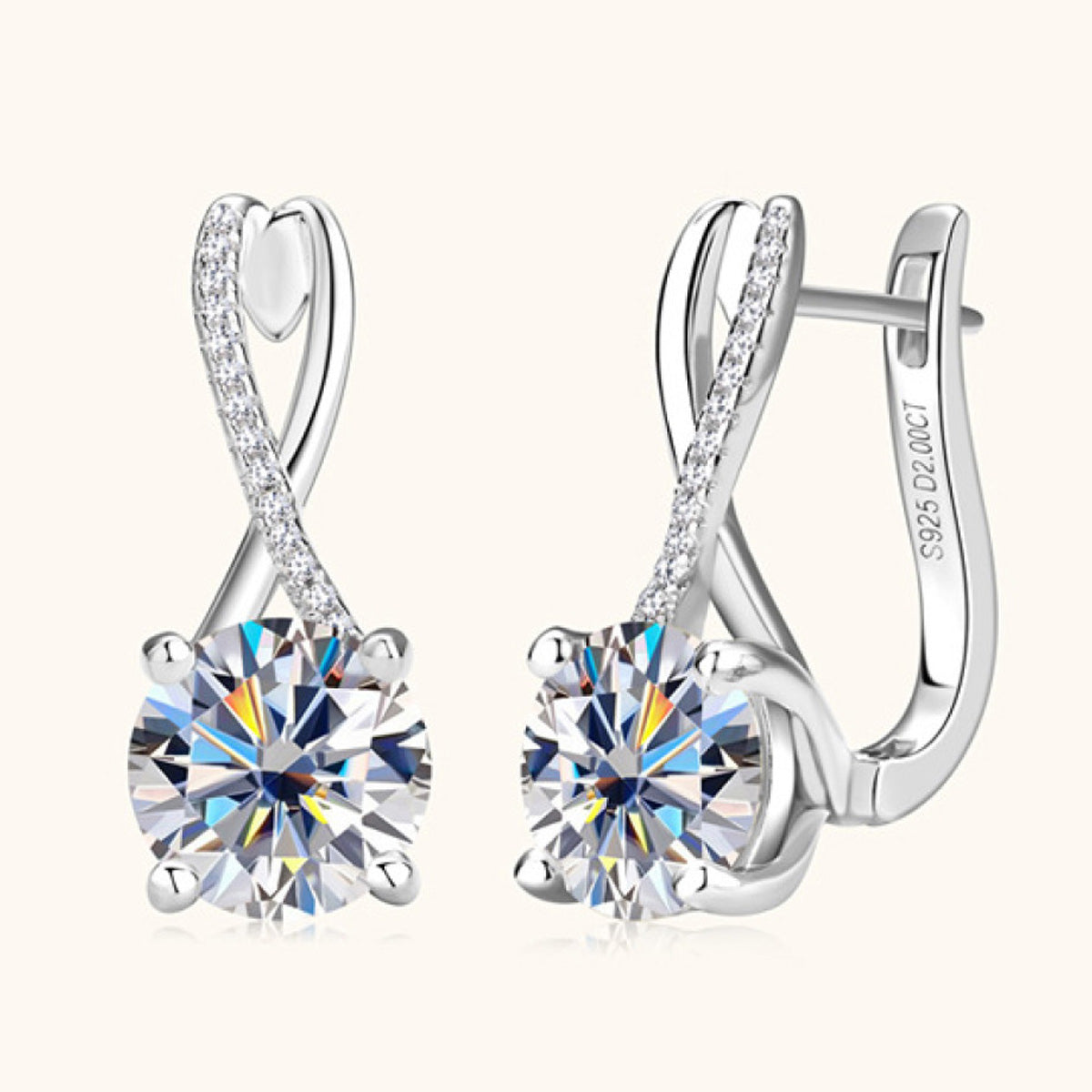 4 Carat Moissanite 925 Sterling Silver Earrings
