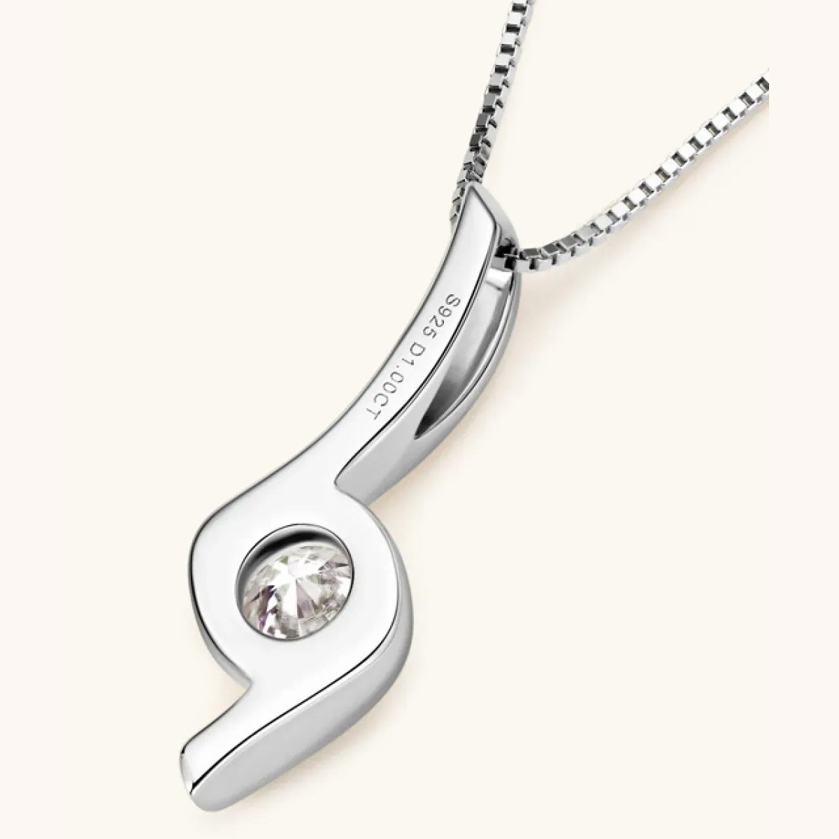 1 Carat Moissanite 925 Sterling Silver Necklace