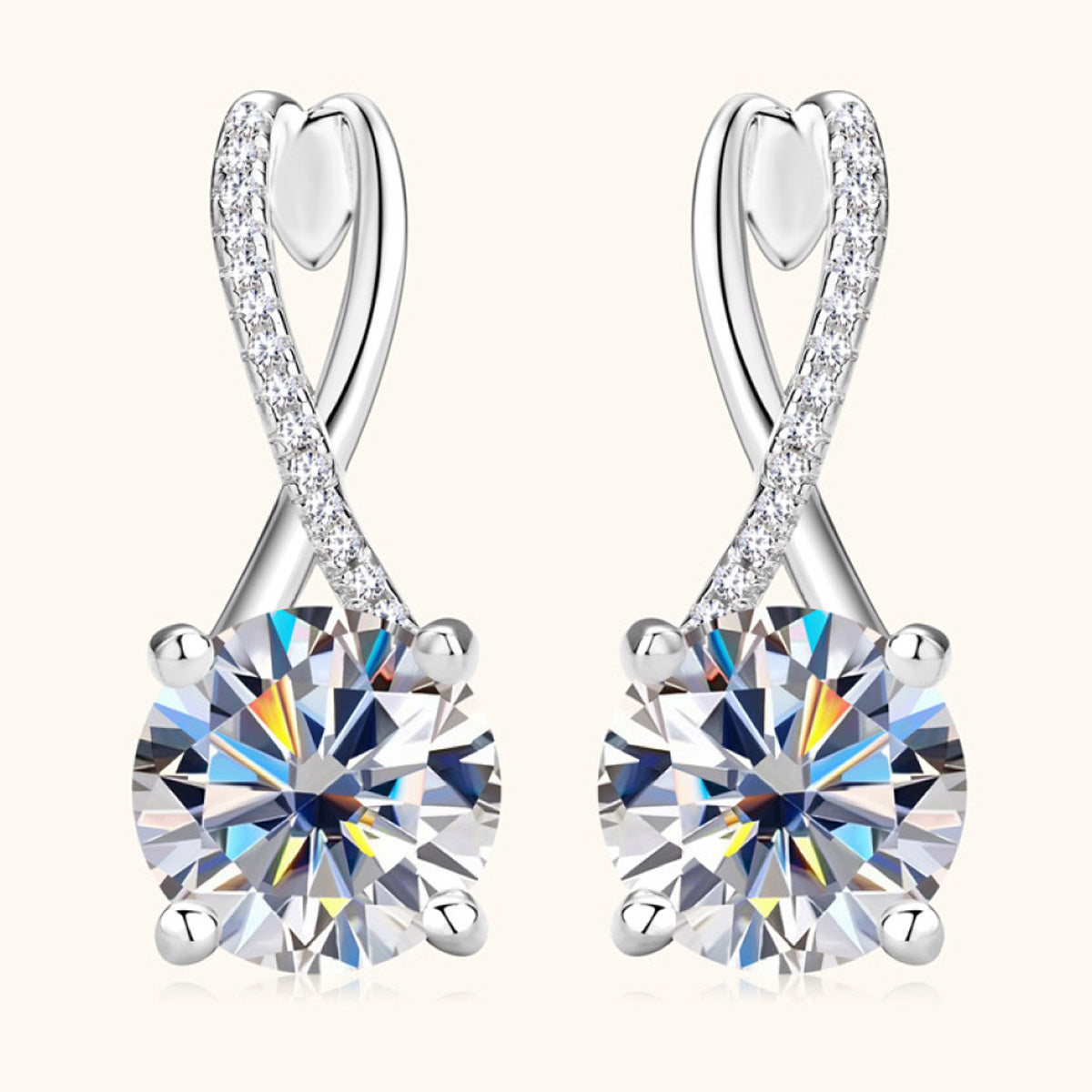 4 Carat Moissanite 925 Sterling Silver Earrings