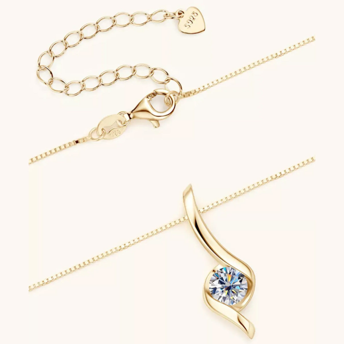 1 Carat Moissanite 925 Sterling Silver Necklace