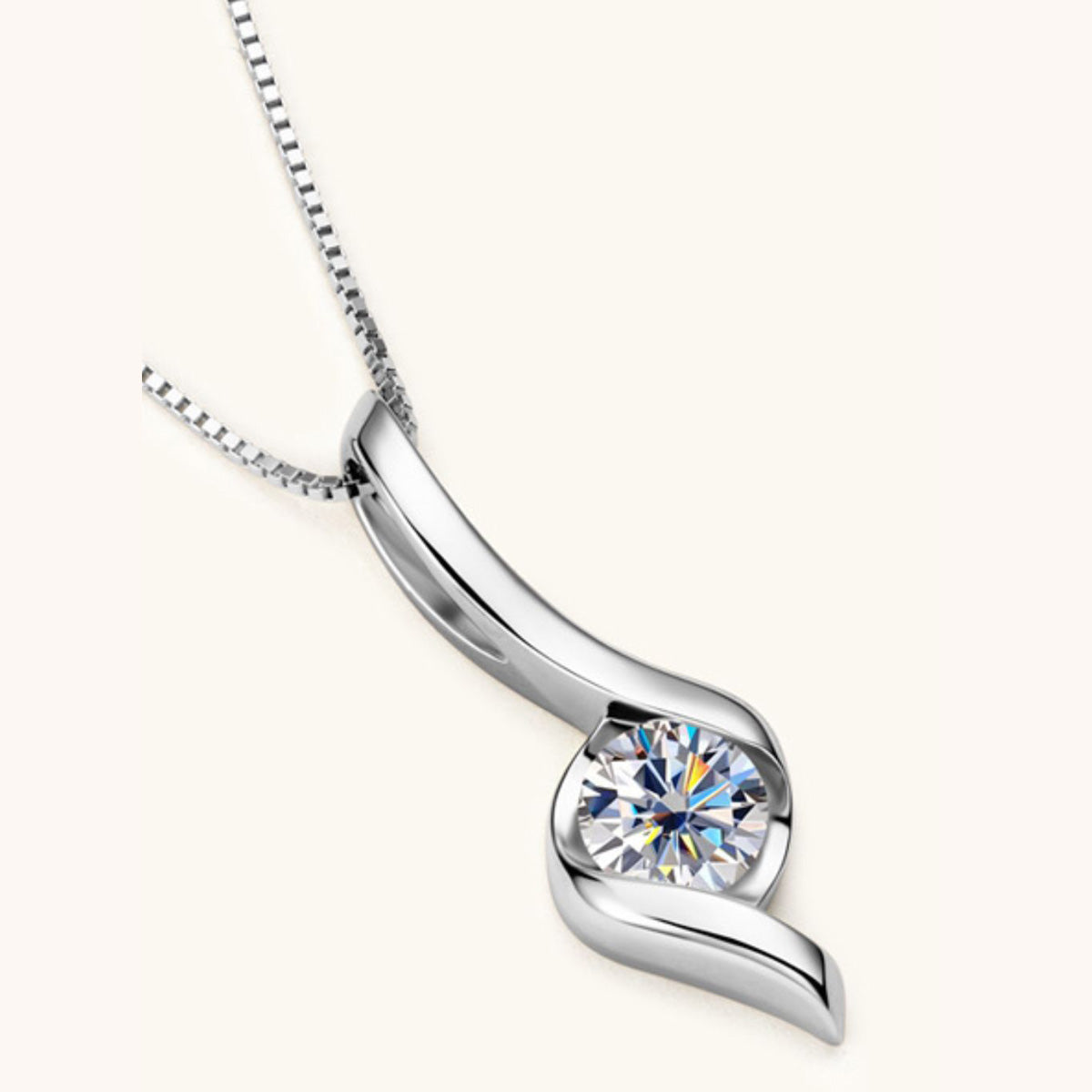 1 Carat Moissanite 925 Sterling Silver Necklace