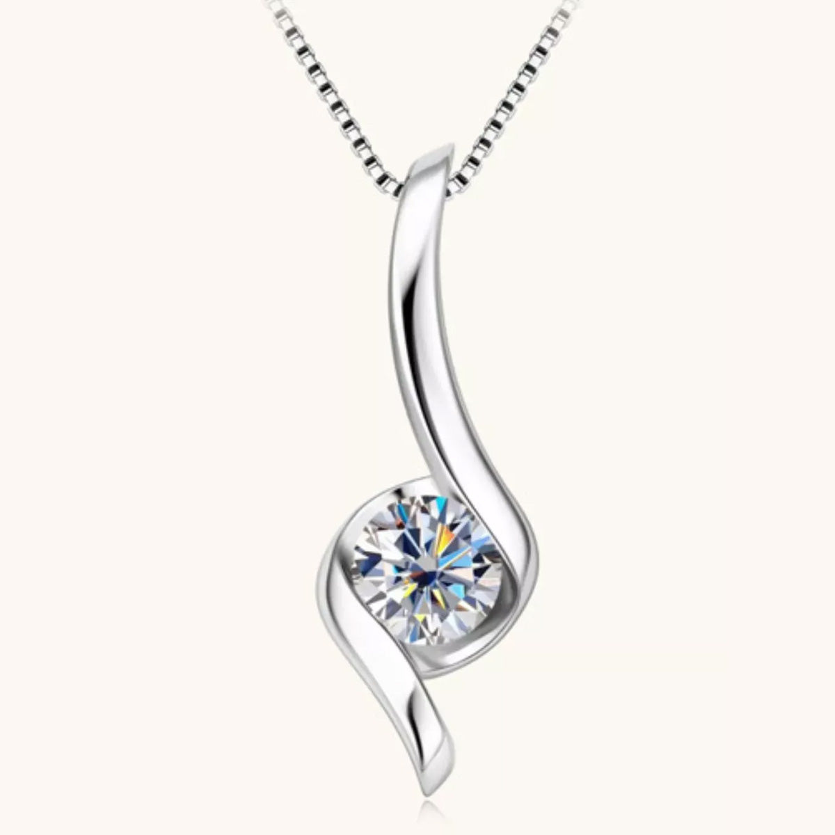 1 Carat Moissanite 925 Sterling Silver Necklace