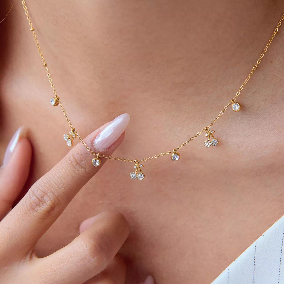 18K Gold-Plated Zircon Cherry Necklace