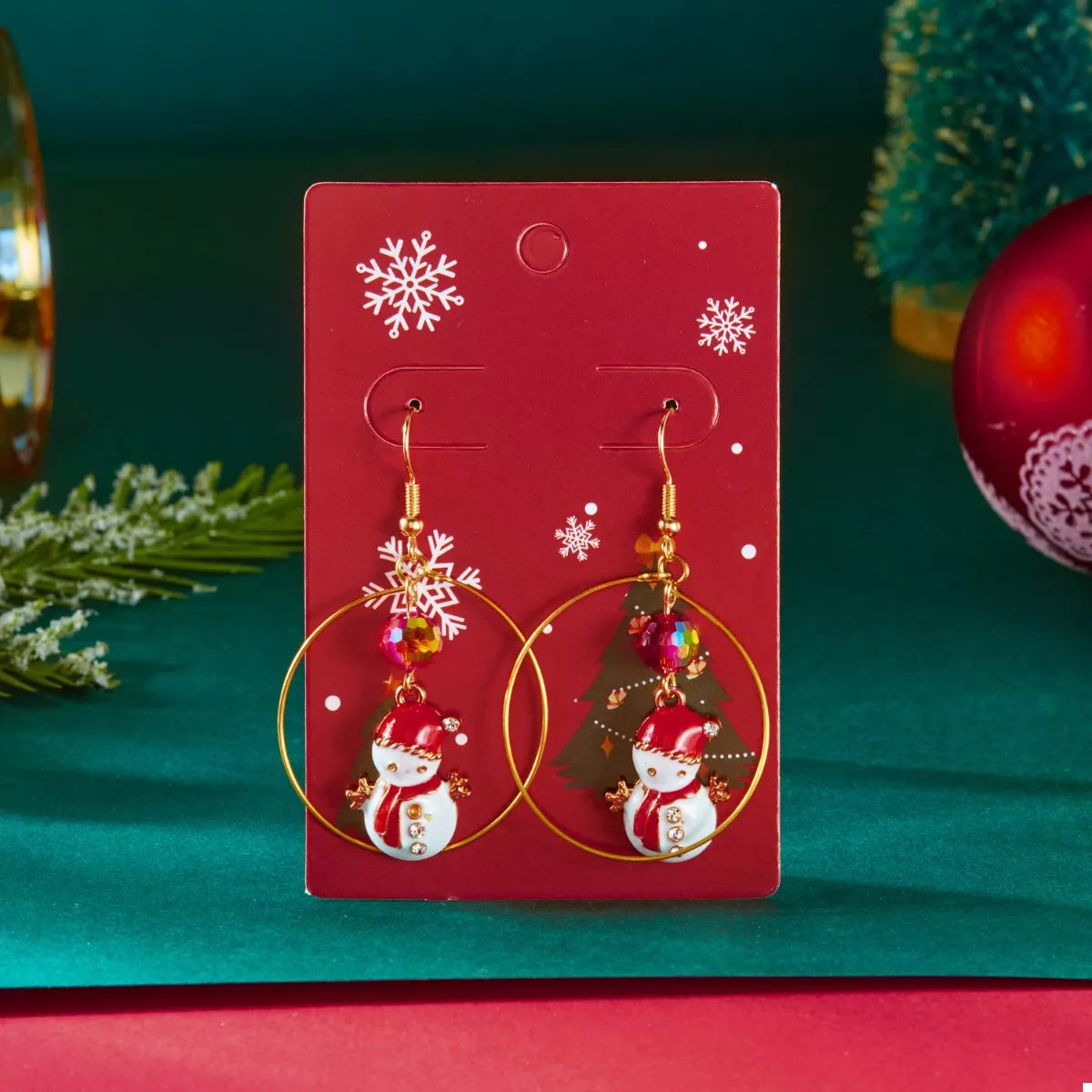 18K Gold-Plated Christmas Snowman Earrings