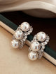 Zircon Triple Pearl Drop Earrings