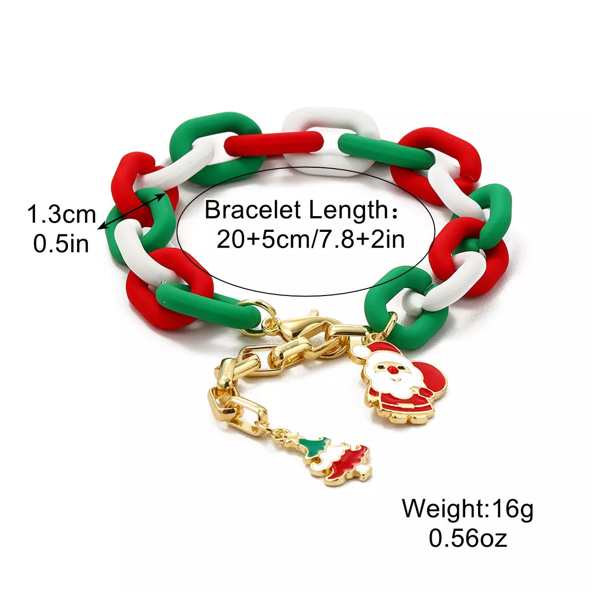 Christmas Festive Chain Link Bracelet with Santa Charm