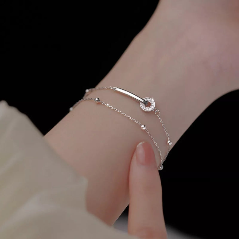 925 Sterling Silver Double Layered Bracelet