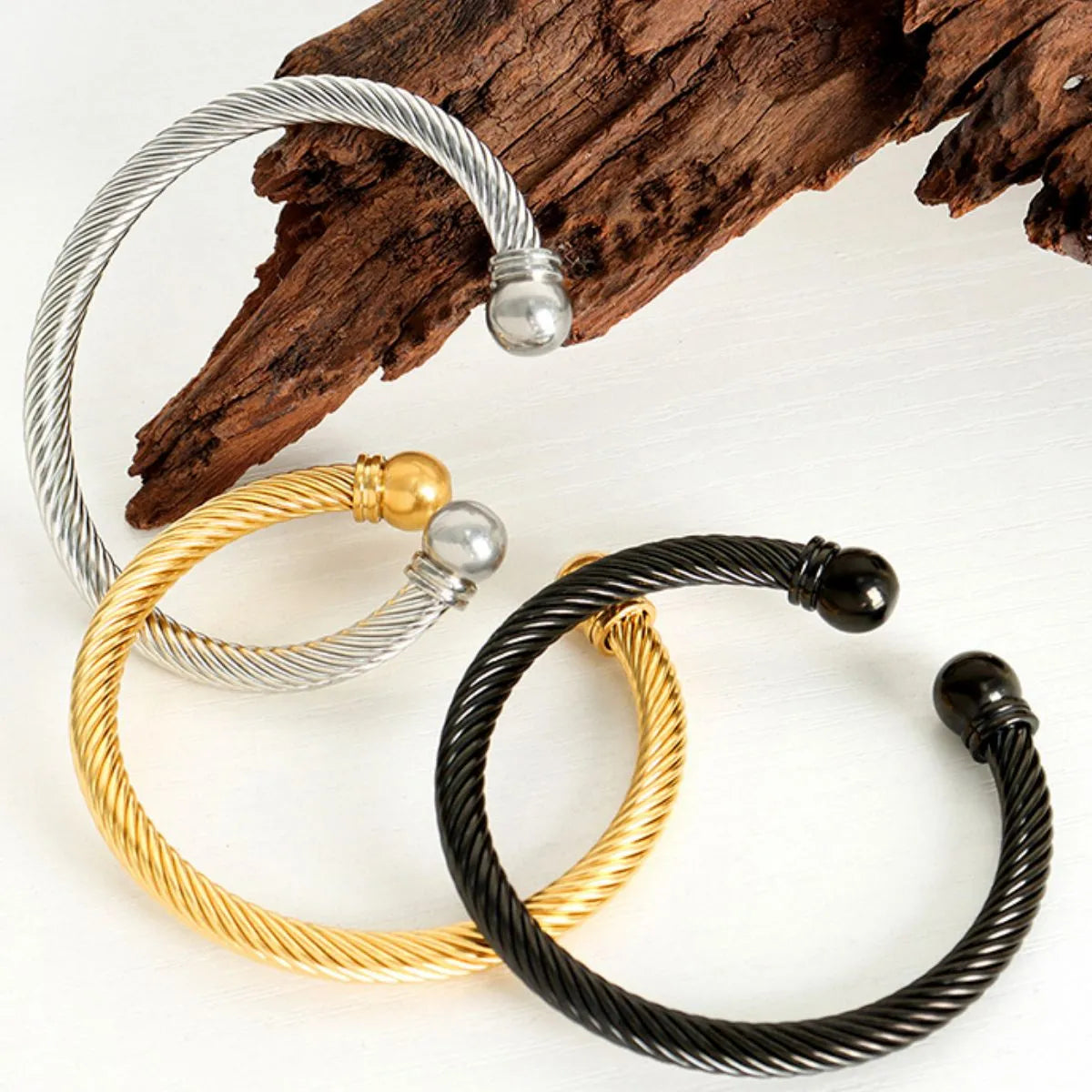 Stainless Steel Twisted Cable Cuff Bracelet