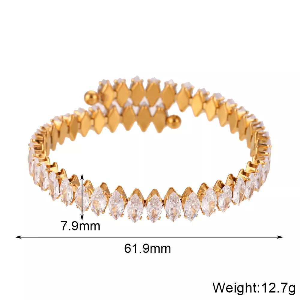 18K Gold-Plated Zircon Bracelet and Ring Jewelry Set