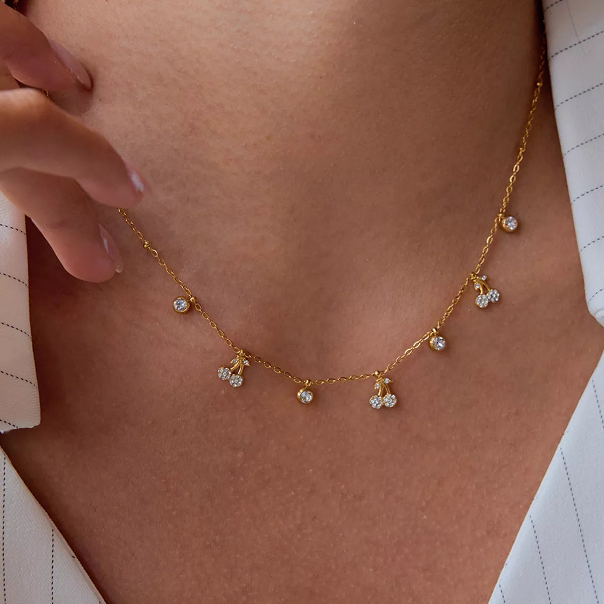 18K Gold-Plated Zircon Cherry Necklace