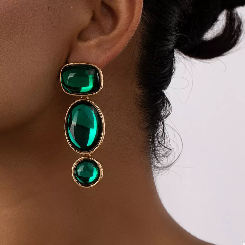 18K Gold-Plated Alloy Resin Drop Earrings