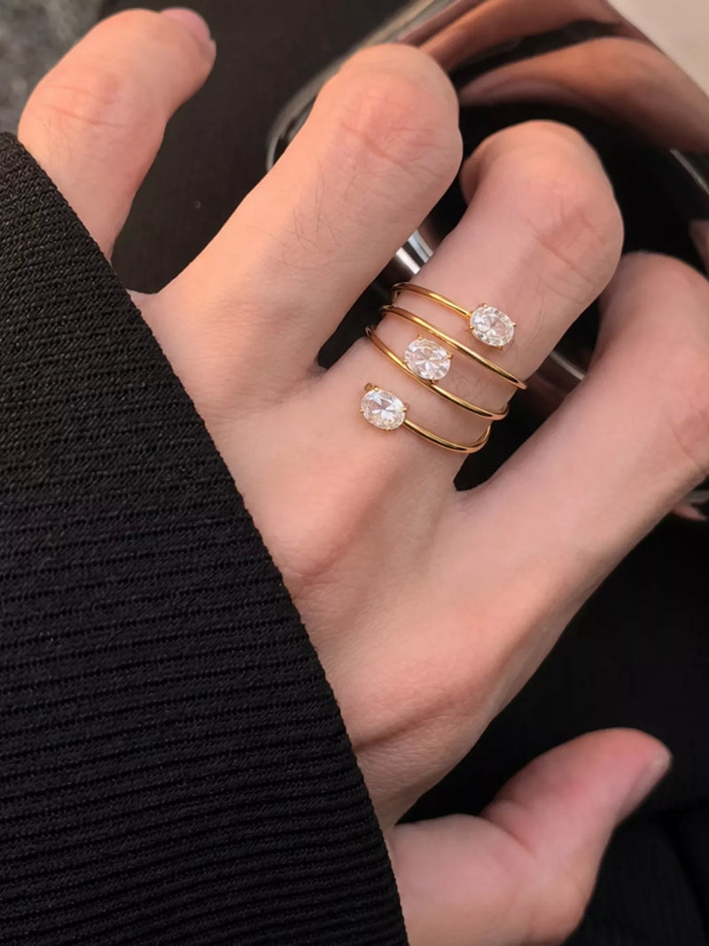 Triple-Layer Oval Open Ring