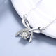 925 Sterling Silver Zircon Ribbon Pendant Necklace