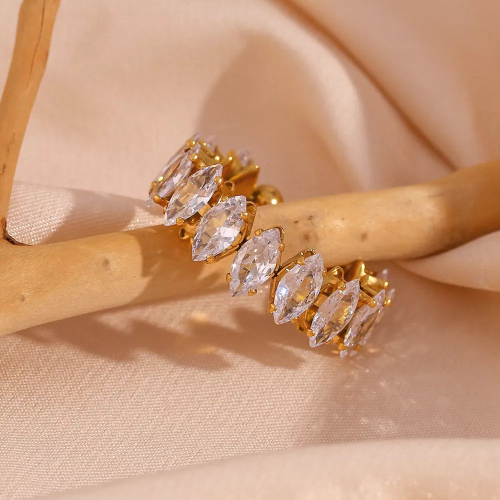 18K Gold-Plated Zircon Bracelet and Ring Jewelry Set