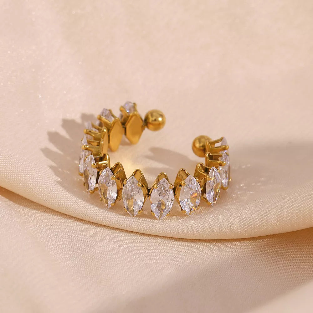 18K Gold-Plated Zircon Bracelet and Ring Jewelry Set