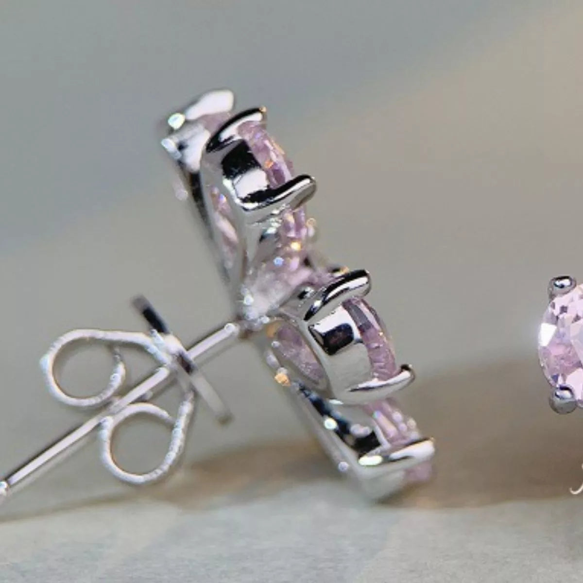 925 Sterling Silver Zircon Flower Earrings