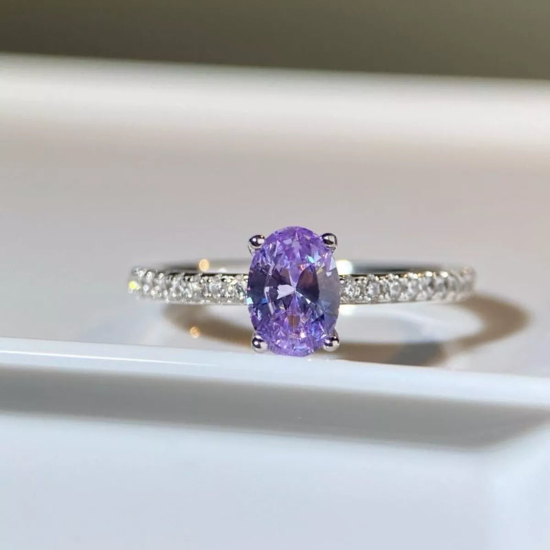 925 Sterling Silver Zircon Oval Ring