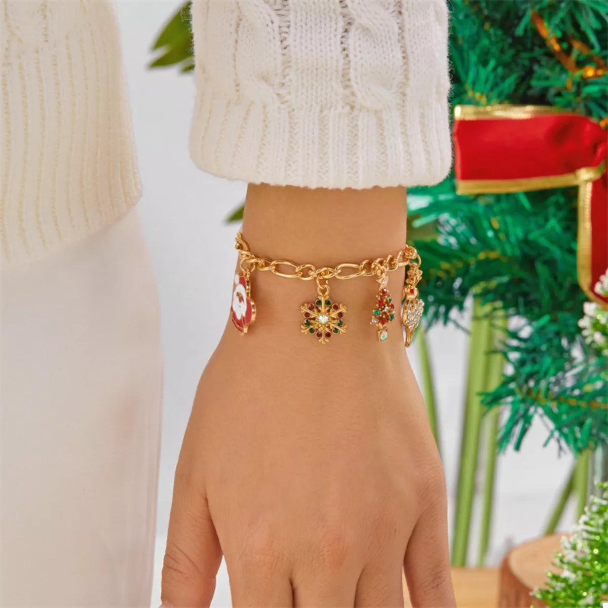 Christmas 18K Gold-Plated Charm Bracelet