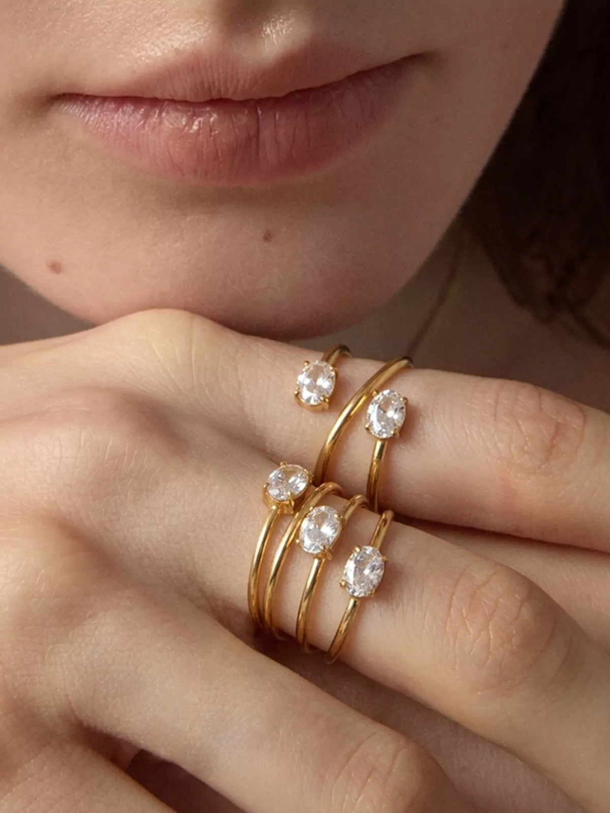 Triple-Layer Oval Open Ring