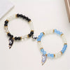 2 Piece Beaded Cat Charm Bracelet