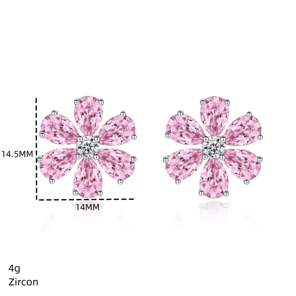 925 Sterling Silver Zircon Flower Earrings