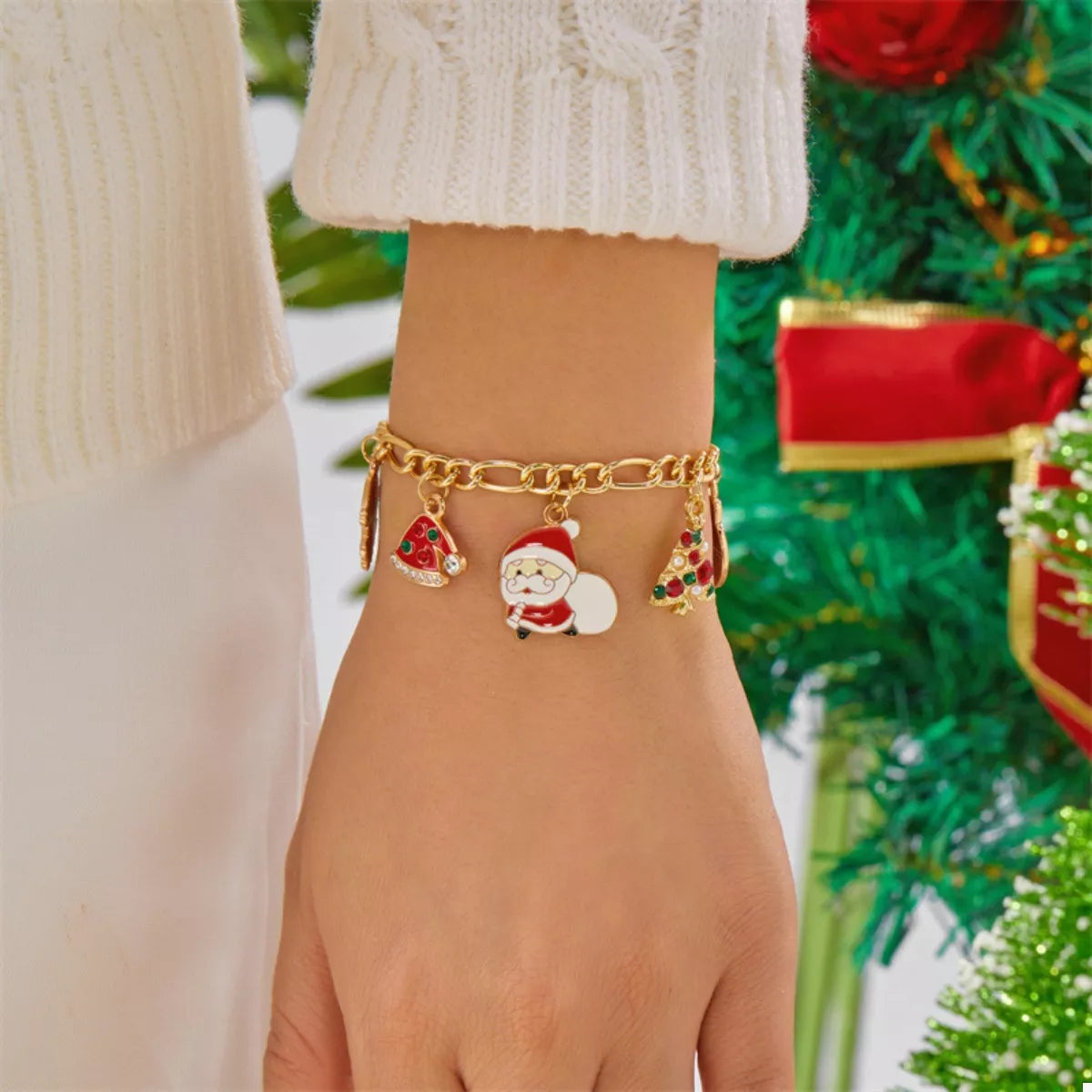 Christmas 18K Gold-Plated Charm Bracelet