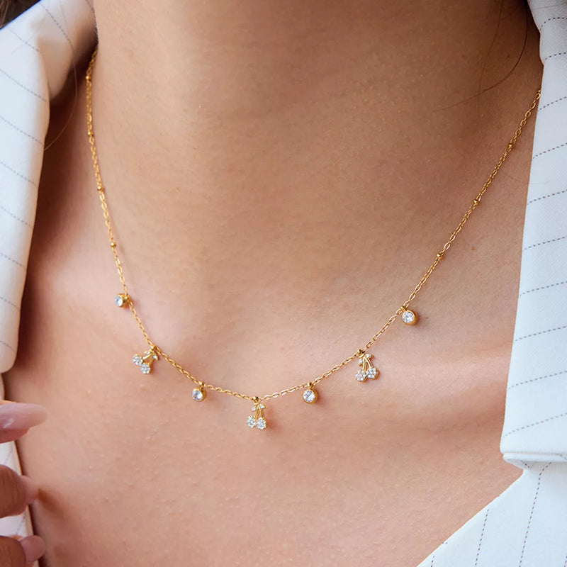 18K Gold-Plated Zircon Cherry Necklace