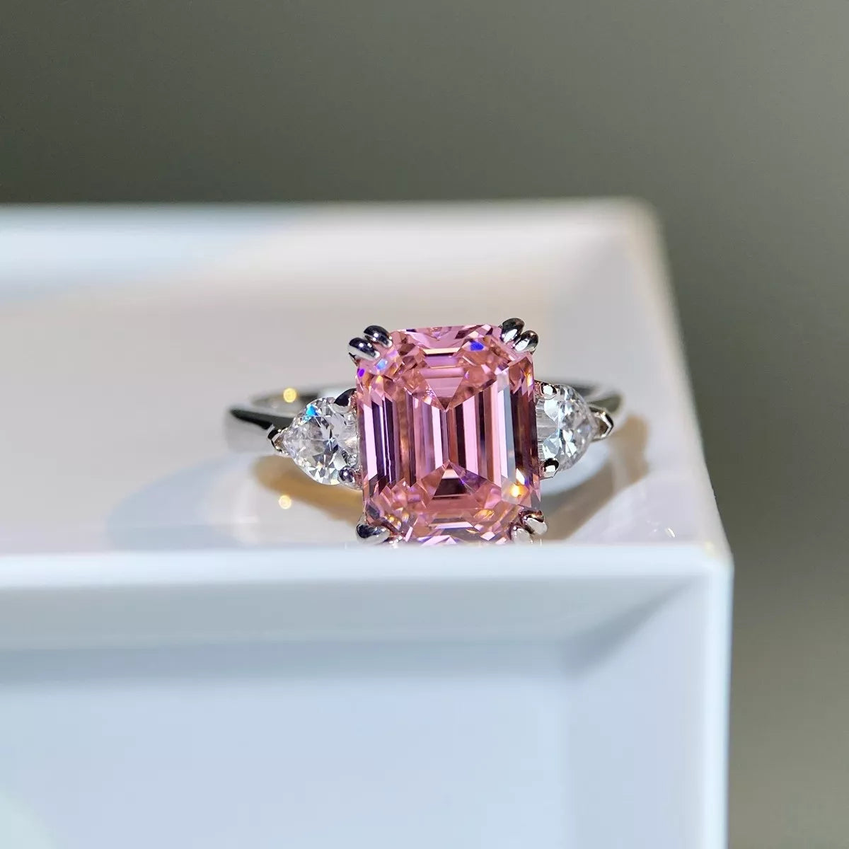 925 Sterling Silver Zircon Geometric Ring