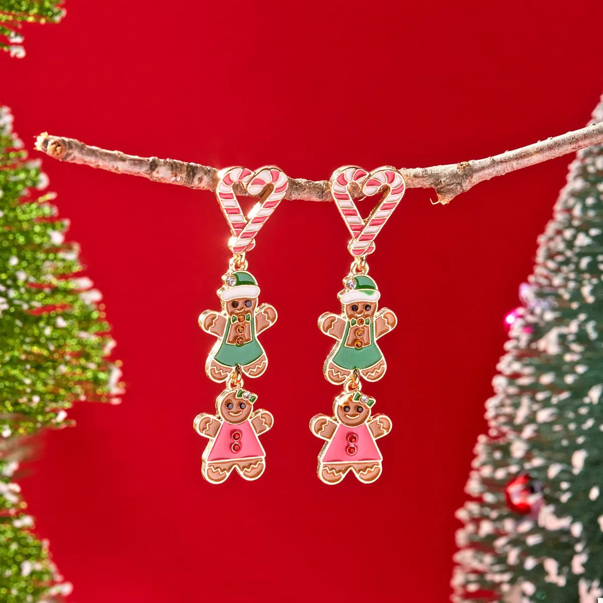 Christmas Gingerbread Drop Earrings
