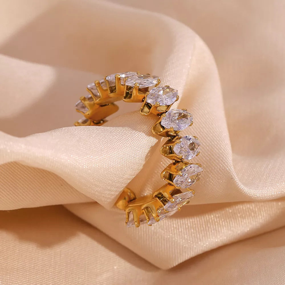 18K Gold-Plated Zircon Bracelet and Ring Jewelry Set