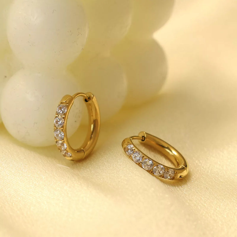 18K Gold-Plated Zircon Hoop Earrings