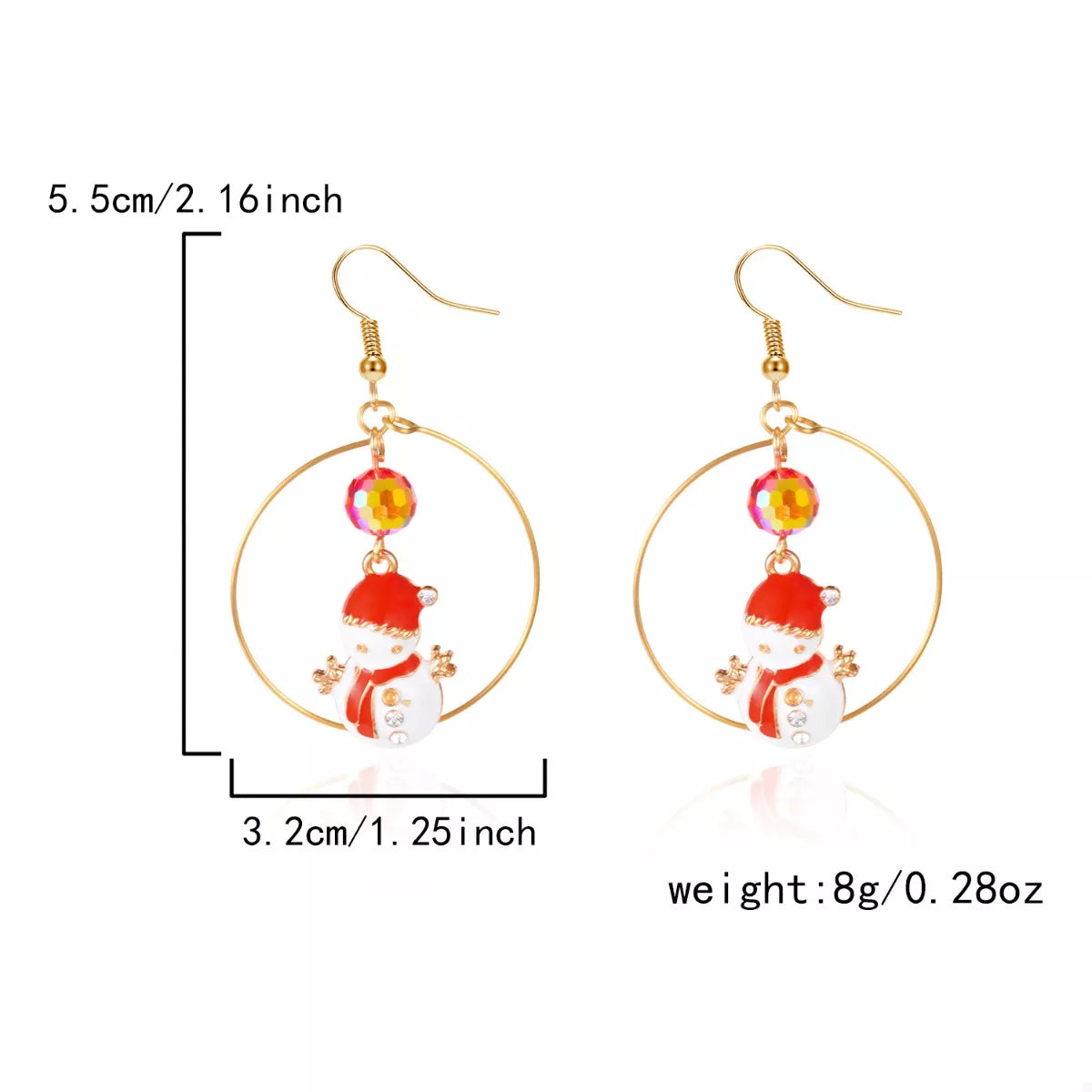 18K Gold-Plated Christmas Snowman Earrings