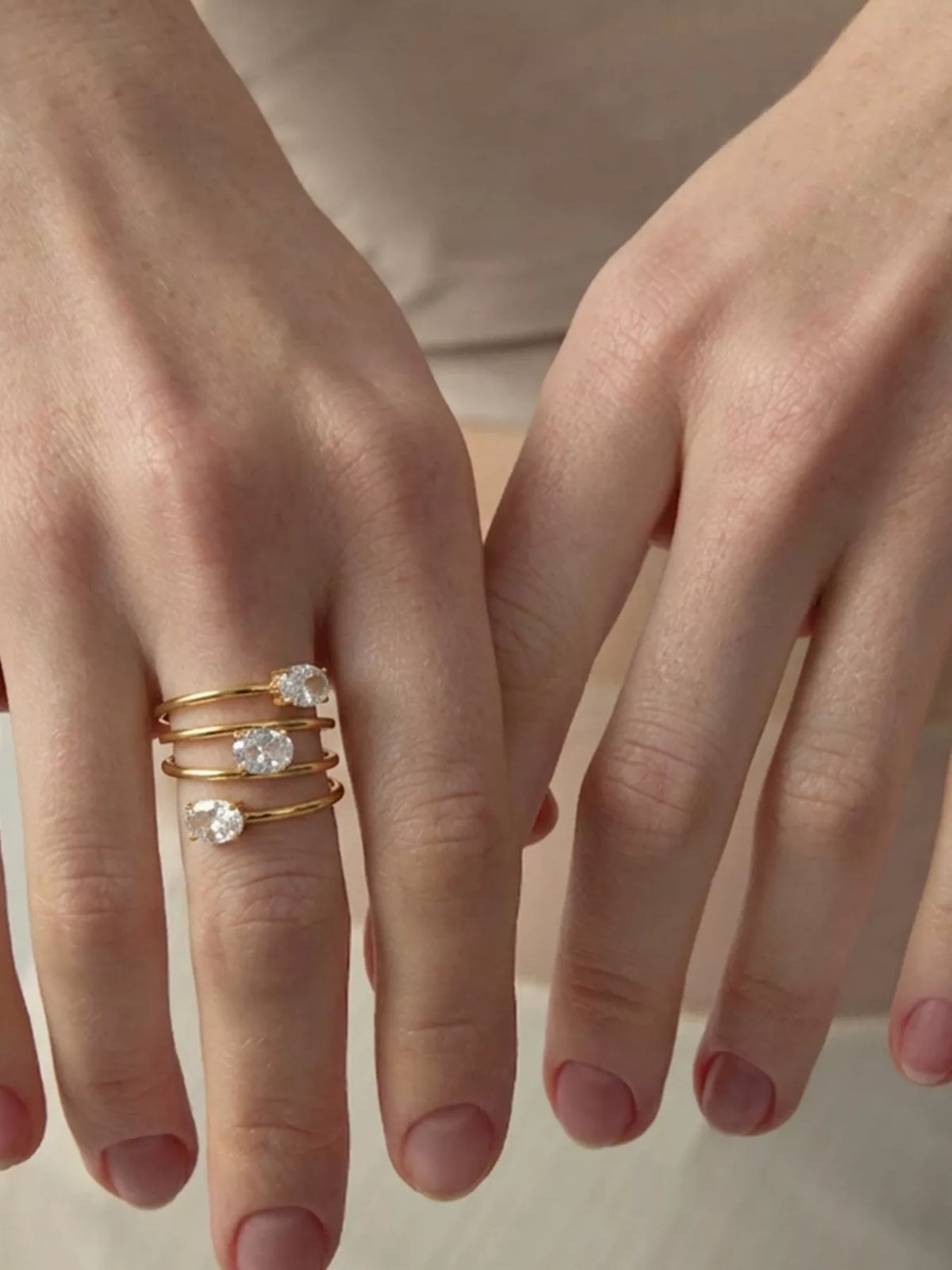 Triple-Layer Oval Open Ring