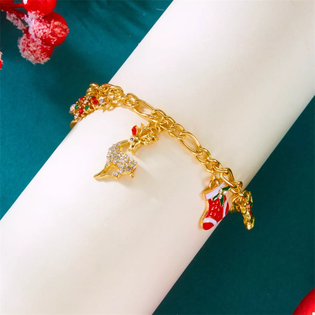 Christmas 18K Gold-Plated Charm Bracelet