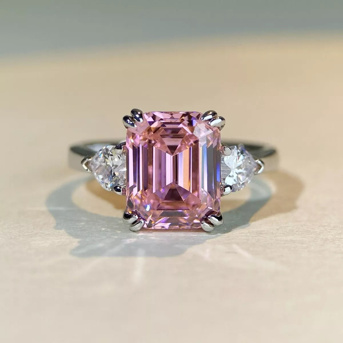 925 Sterling Silver Zircon Geometric Ring